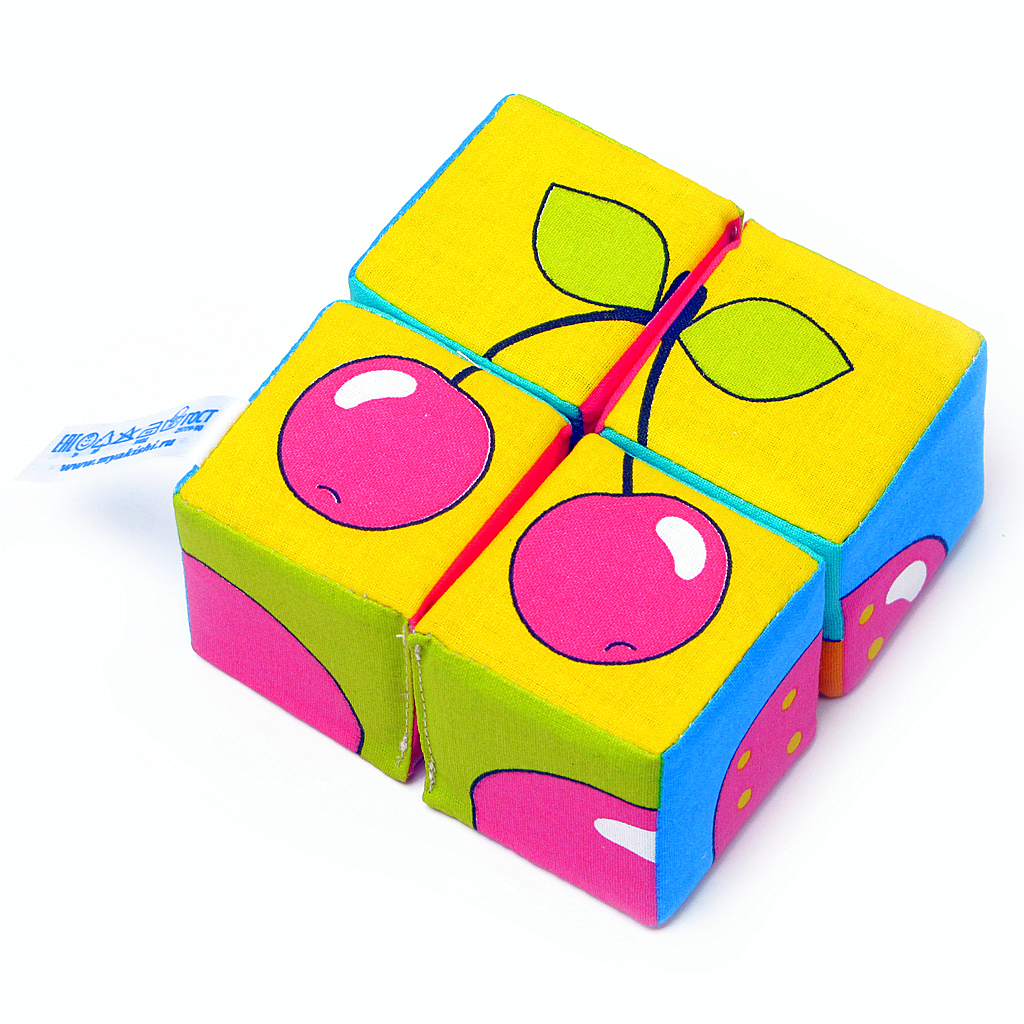 Набор из 4 кубиков - Ягоды, фрукты, овощи из серии Собери картинку  